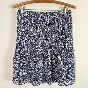 J. Crew Navy and White Floral Ruffle Mini Skirt